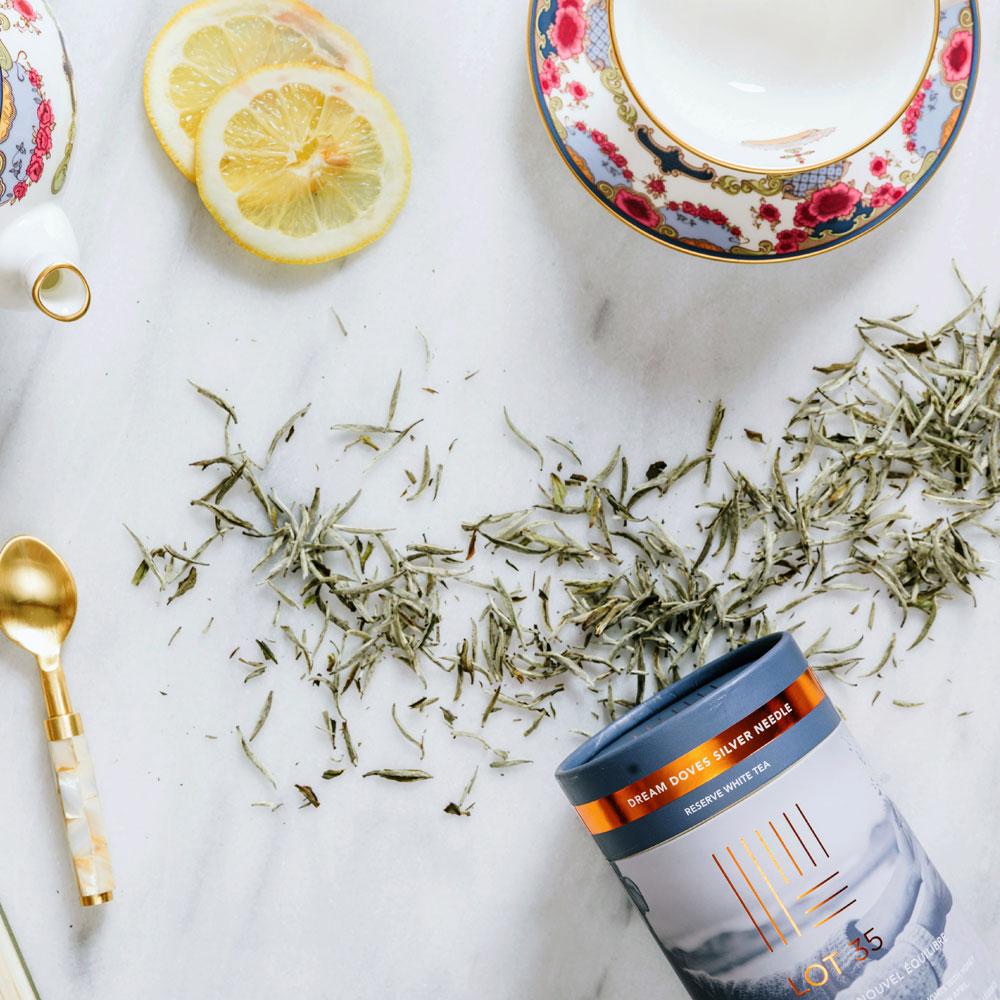 Cup of Reserve Dream Doves Silver Needle loose leaf tea by Lot 35