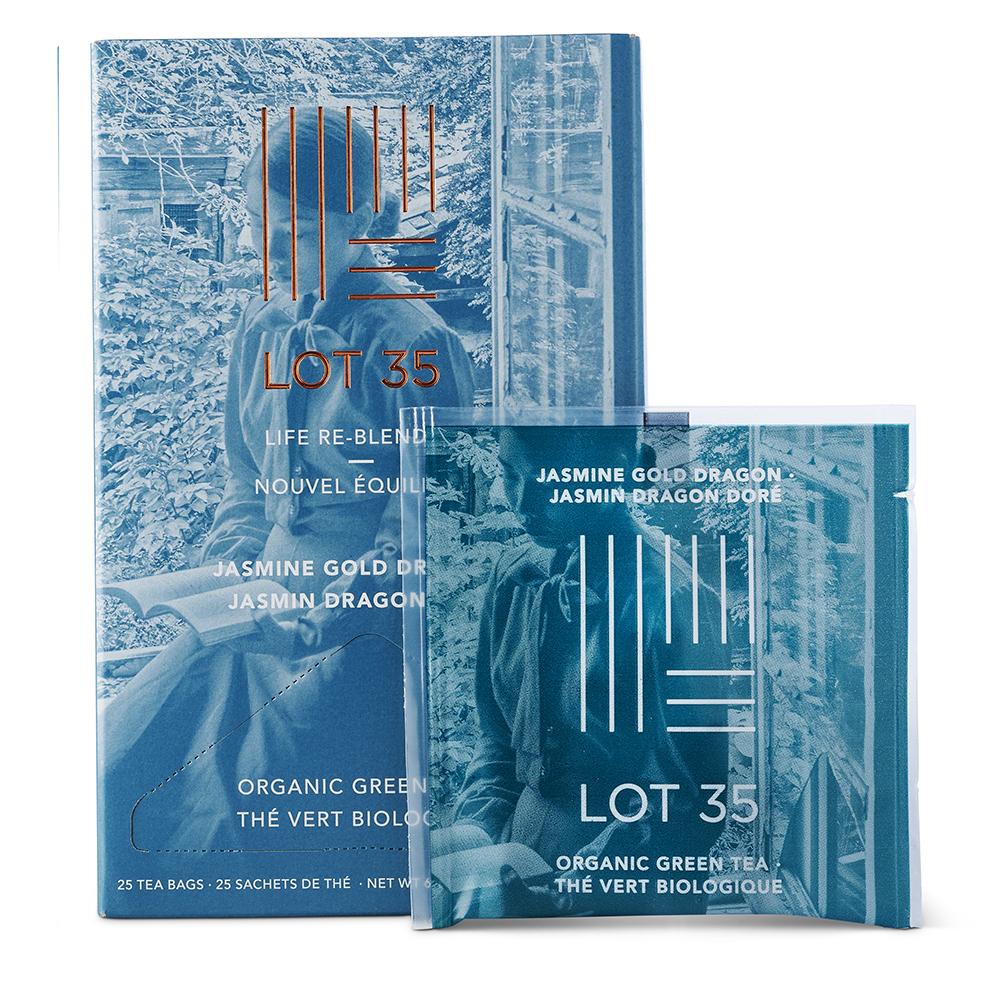 Organic Jasmine Gold Dragon individual tea bag by Lot 35