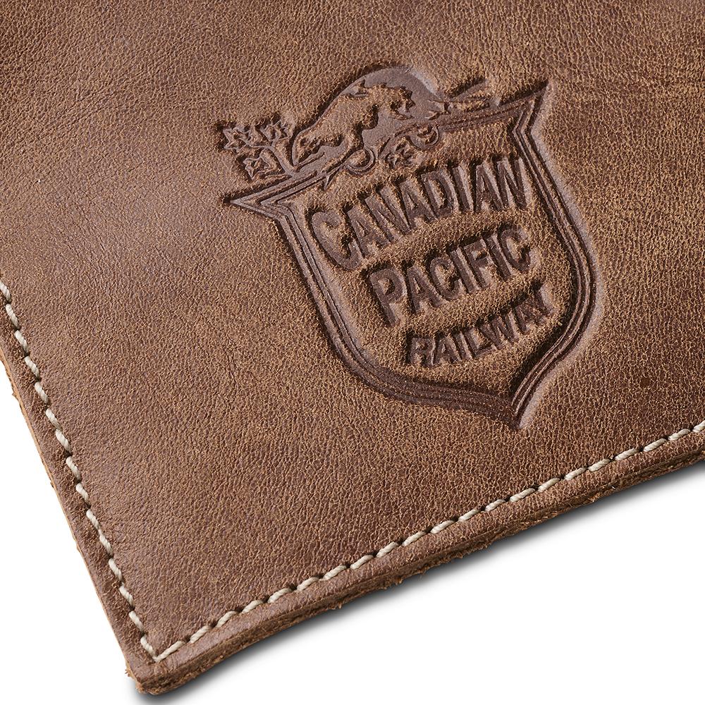 Canadian Pacific business card holder logo detail