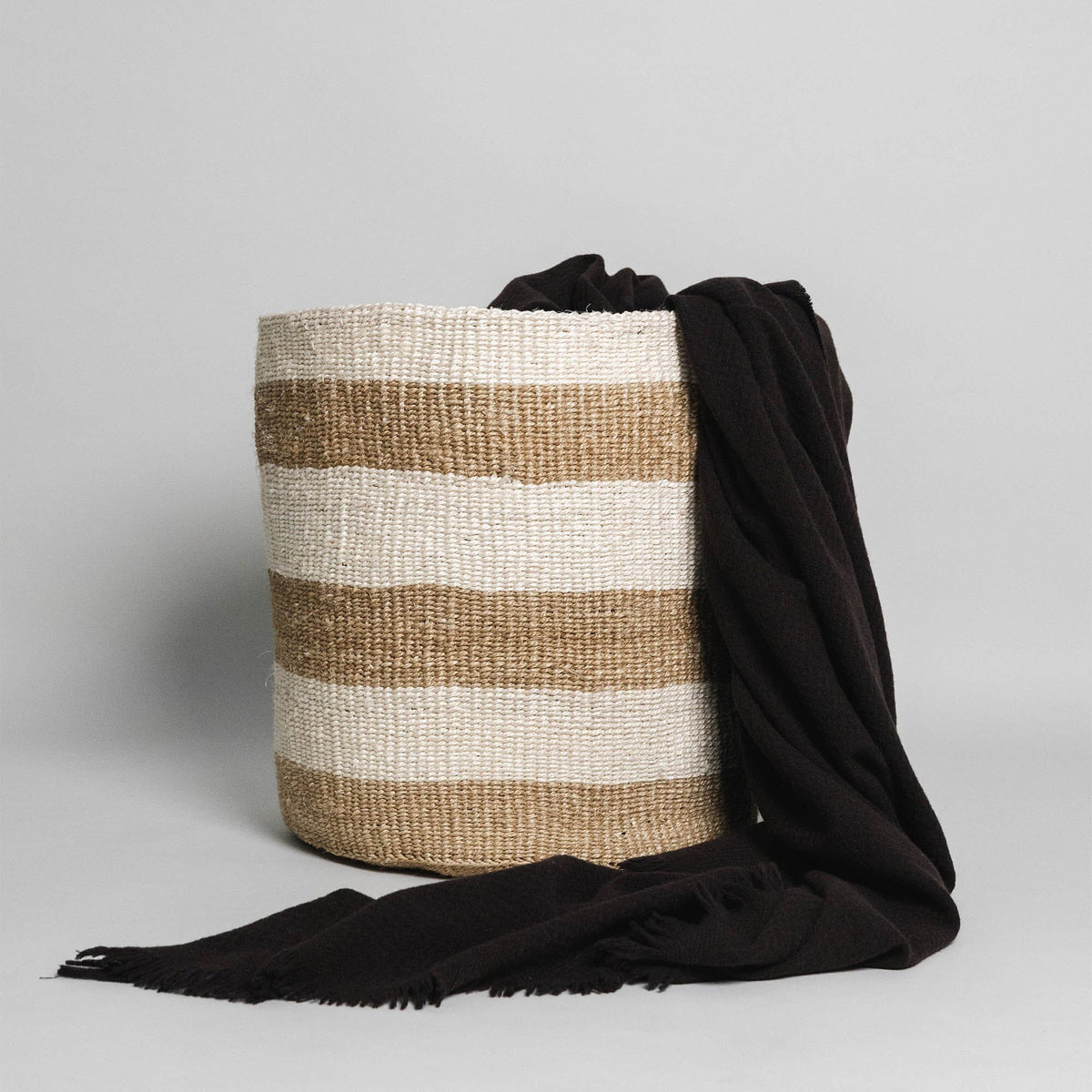 18&quot; Sisal Basket | Stripes Home Decor Sand