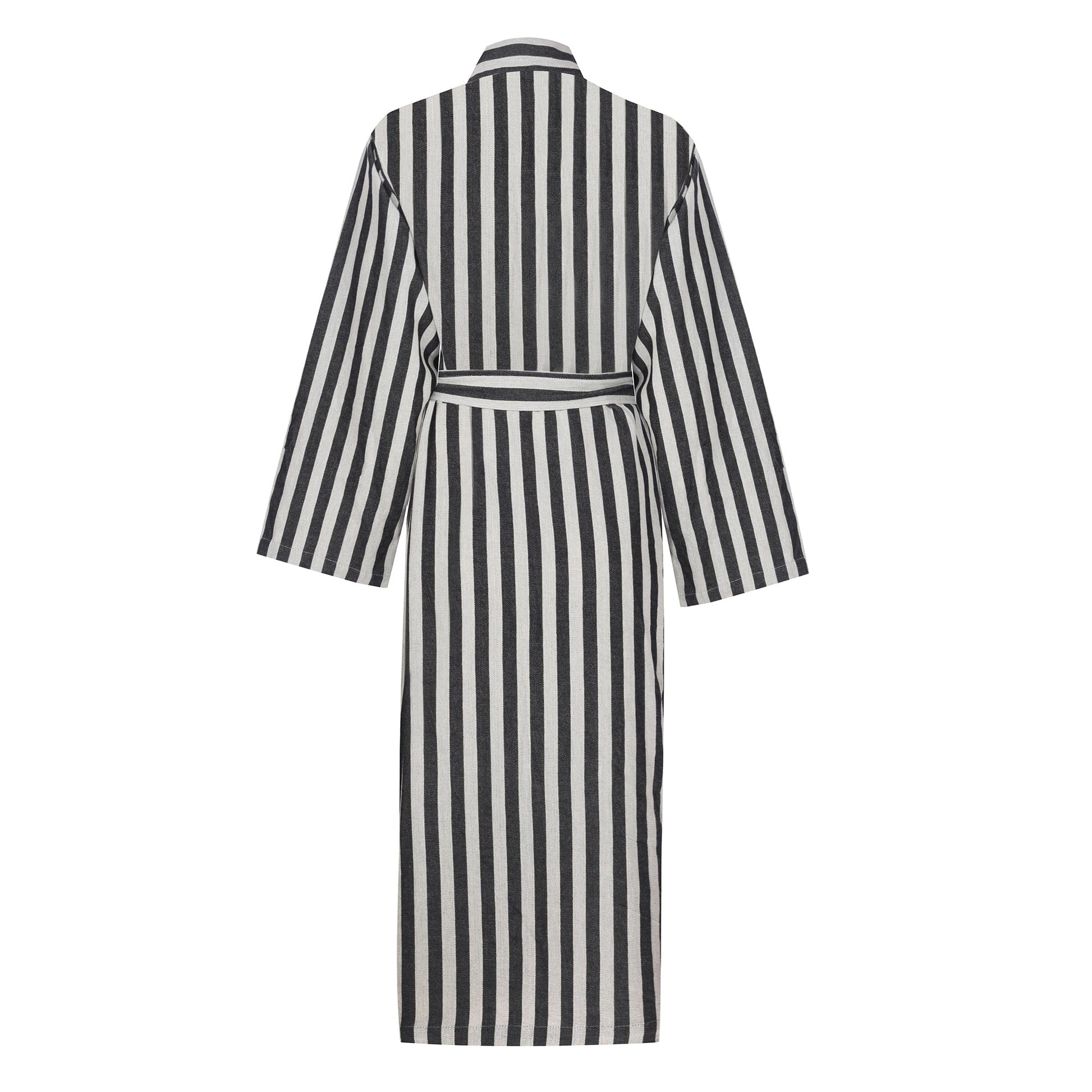 Turkish Linen Robe | Black Stripe Home Textiles